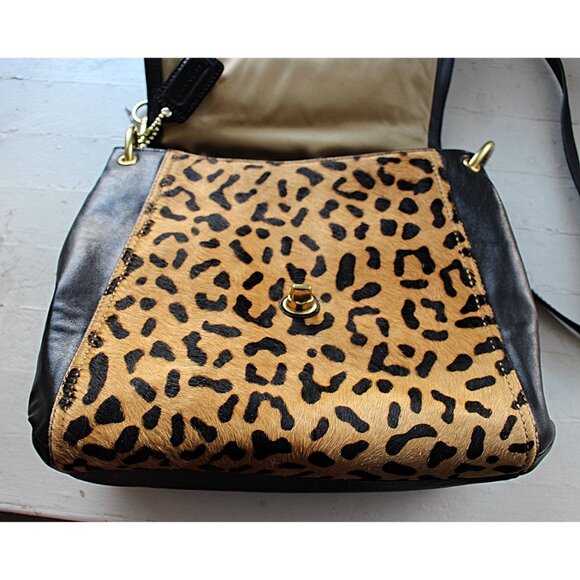 Coach - Park Ocelot (Leopard) Haircalf - Pony Leather Flap Satchel, Convertible - Picture 12 of 15